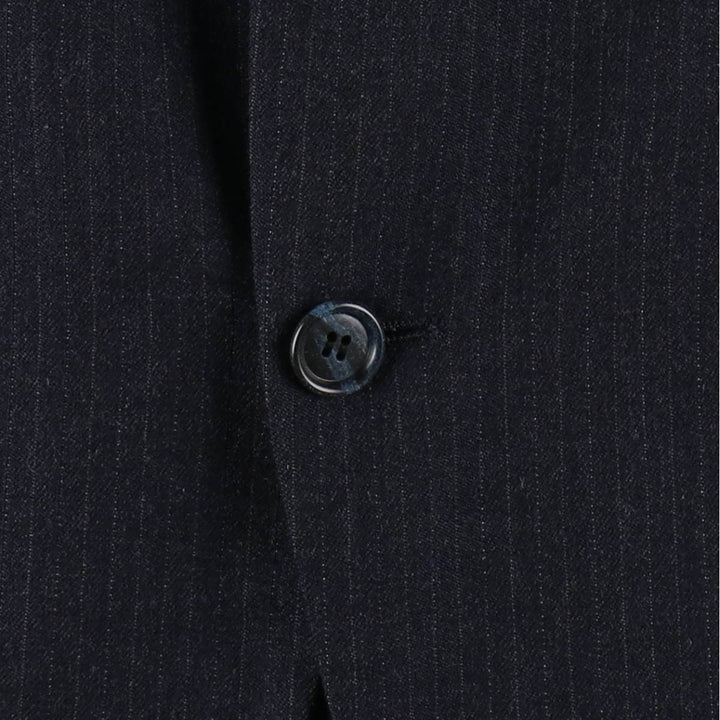 HARDY AMIES Stripe Pattern Navy Blazer Tailored Jacket (Men's Size M) wool navy blue type Vintage Second Hand