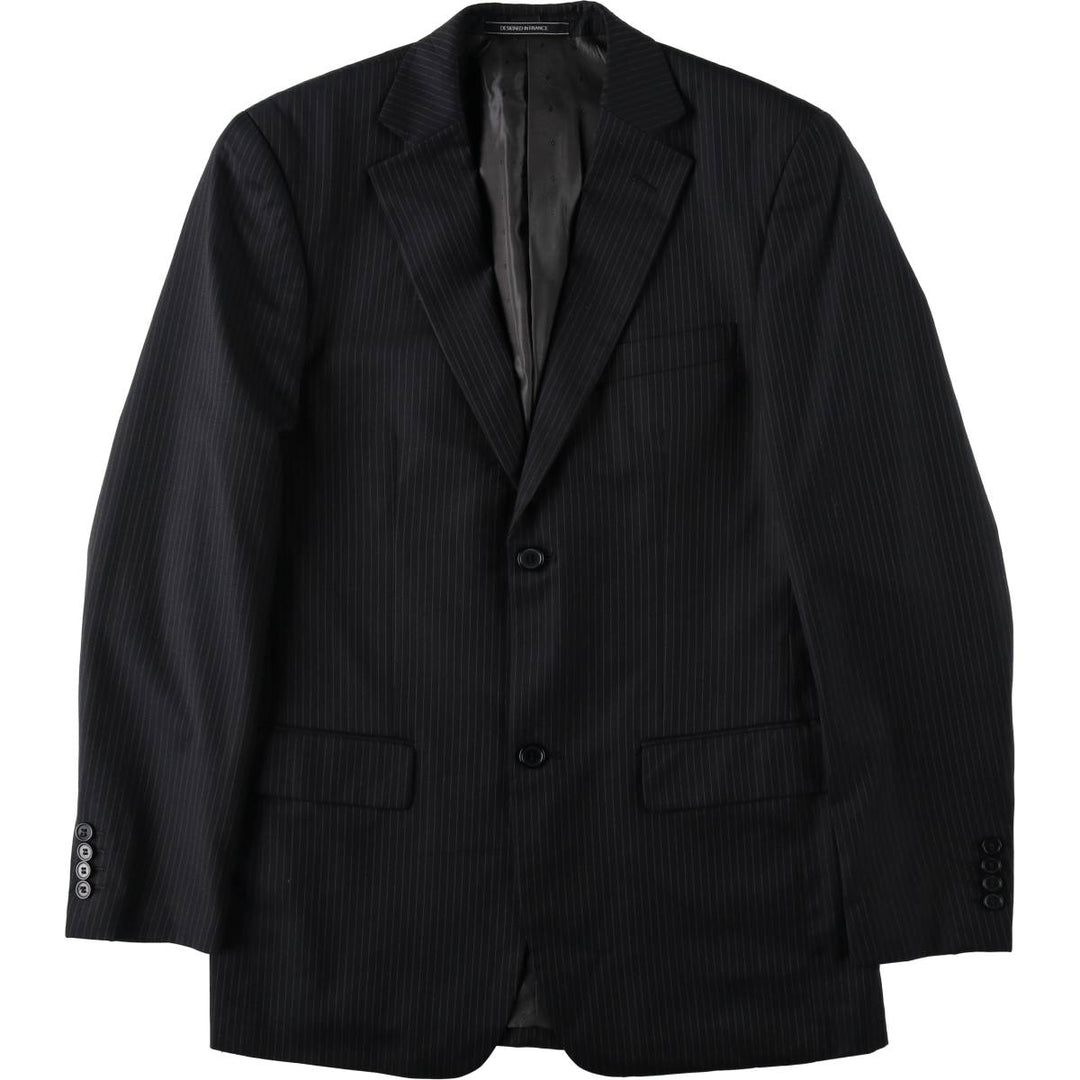 RENALDO PANTI Stripe Pattern Wool Tailored Jacket (Men's Size L equivalent) wool black type Vintage Second Hand