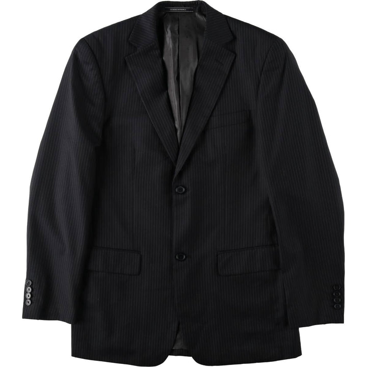RENALDO PANTI Stripe Pattern Wool Tailored Jacket (Men's Size L equivalent) wool black type Vintage Second Hand