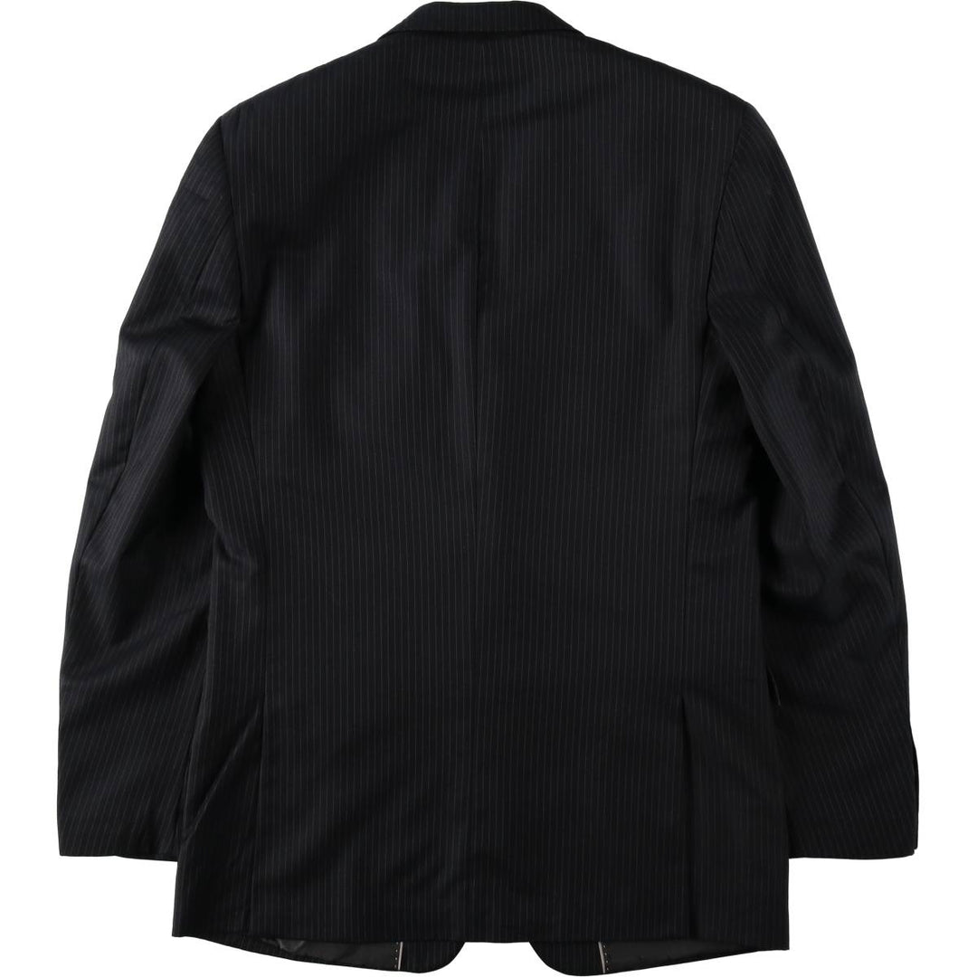 RENALDO PANTI Stripe Pattern Wool Tailored Jacket (Men's Size L equivalent) wool black type Vintage Second Hand