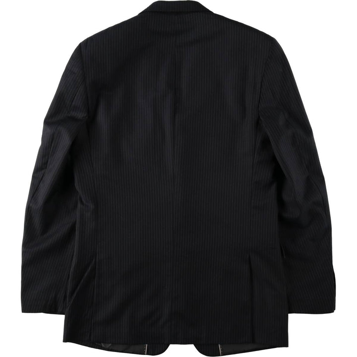 RENALDO PANTI Stripe Pattern Wool Tailored Jacket (Men's Size L equivalent) wool black type Vintage Second Hand