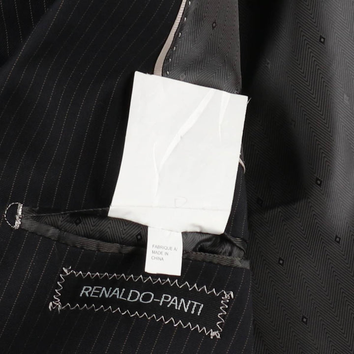 RENALDO PANTI Stripe Pattern Wool Tailored Jacket (Men's Size L equivalent) wool black type Vintage Second Hand