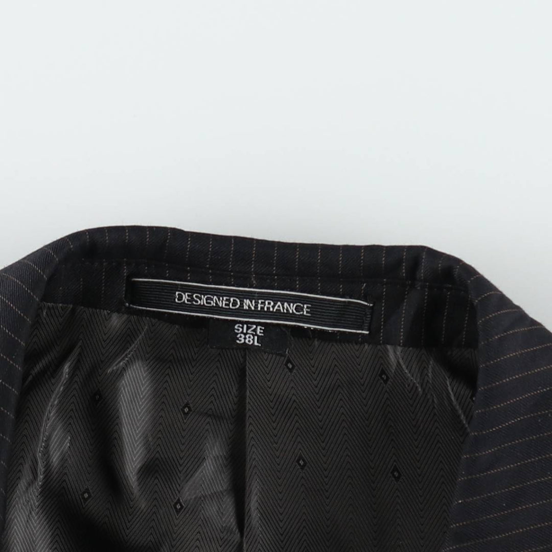 RENALDO PANTI Stripe Pattern Wool Tailored Jacket (Men's Size L equivalent) wool black type Vintage Second Hand