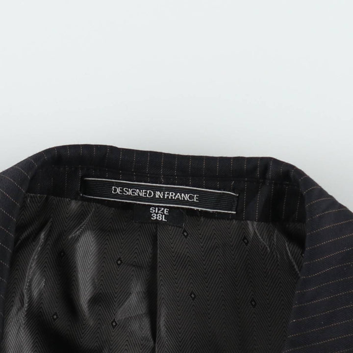 RENALDO PANTI Stripe Pattern Wool Tailored Jacket (Men's Size L equivalent) wool black type Vintage Second Hand