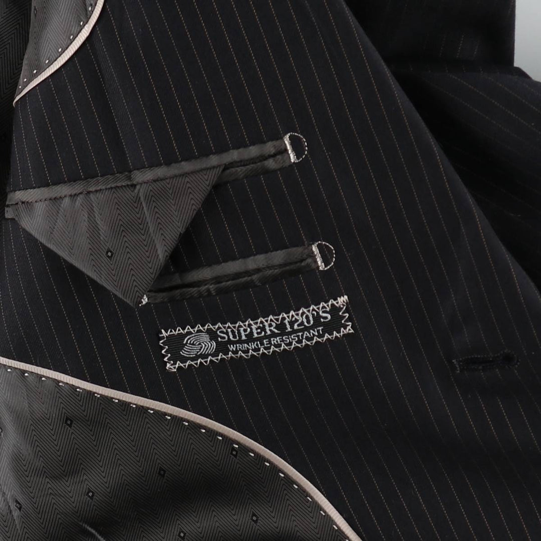 RENALDO PANTI Stripe Pattern Wool Tailored Jacket (Men's Size L equivalent) wool black type Vintage Second Hand
