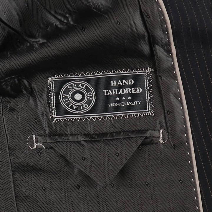 RENALDO PANTI Stripe Pattern Wool Tailored Jacket (Men's Size L equivalent) wool black type Vintage Second Hand