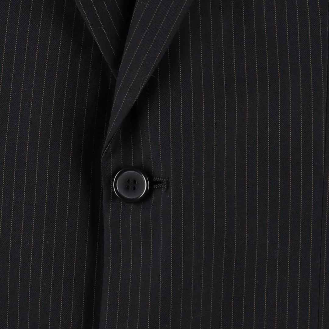 RENALDO PANTI Stripe Pattern Wool Tailored Jacket (Men's Size L equivalent) wool black type Vintage Second Hand