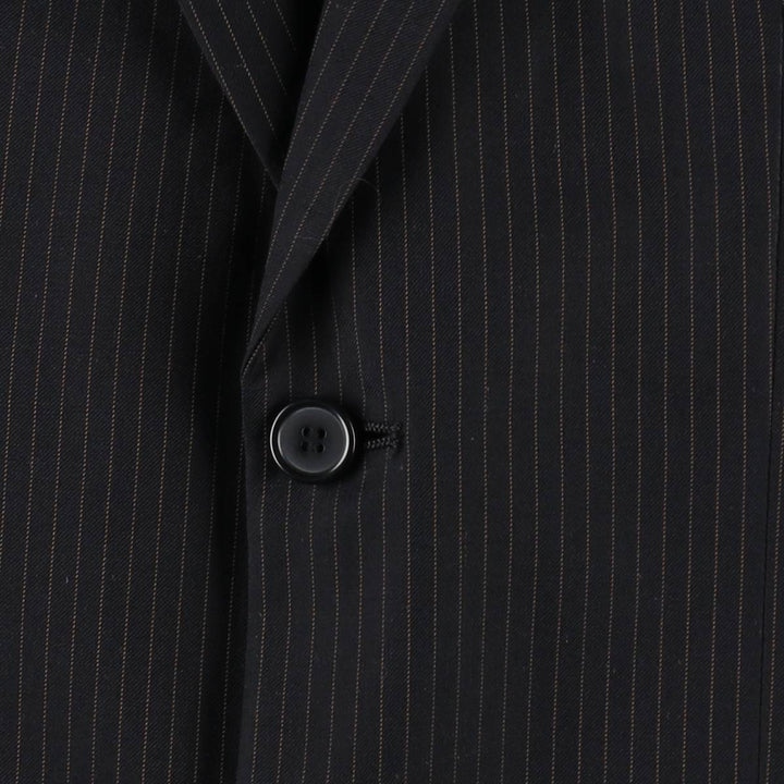 RENALDO PANTI Stripe Pattern Wool Tailored Jacket (Men's Size L equivalent) wool black type Vintage Second Hand