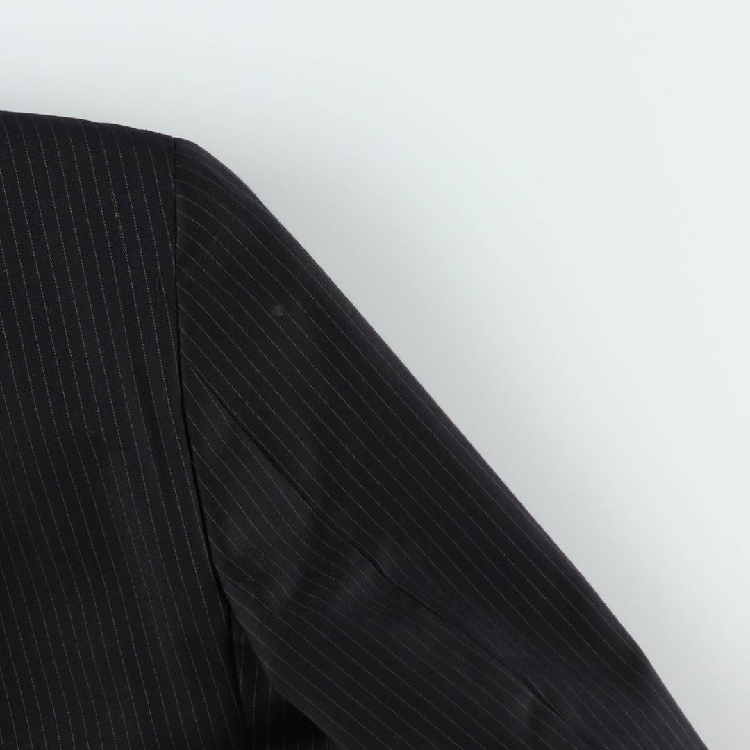 RENALDO PANTI Stripe Pattern Wool Tailored Jacket (Men's Size L equivalent) wool black type Vintage Second Hand
