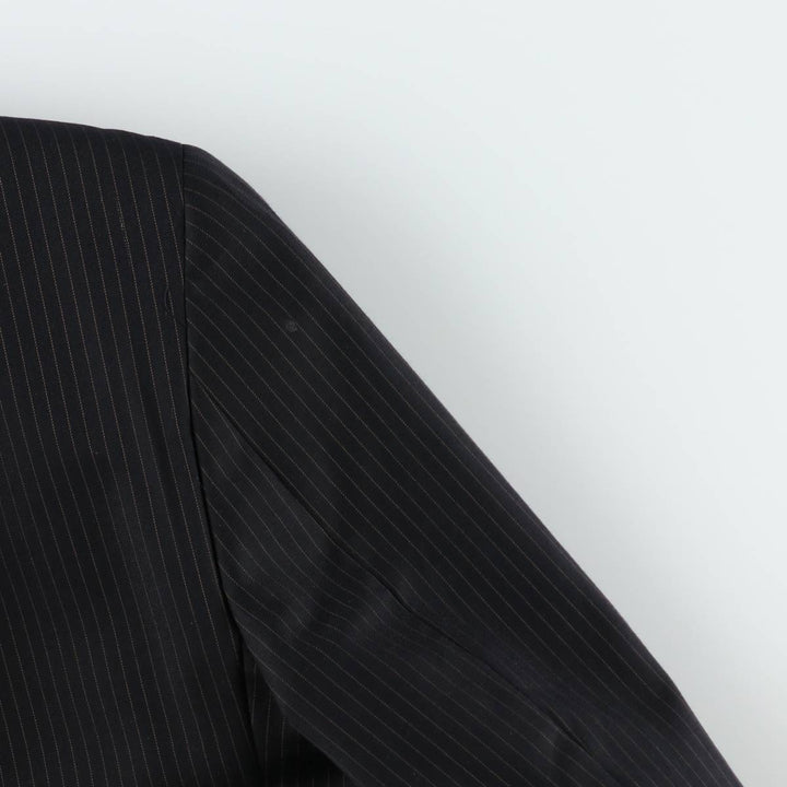 RENALDO PANTI Stripe Pattern Wool Tailored Jacket (Men's Size L equivalent) wool black type Vintage Second Hand