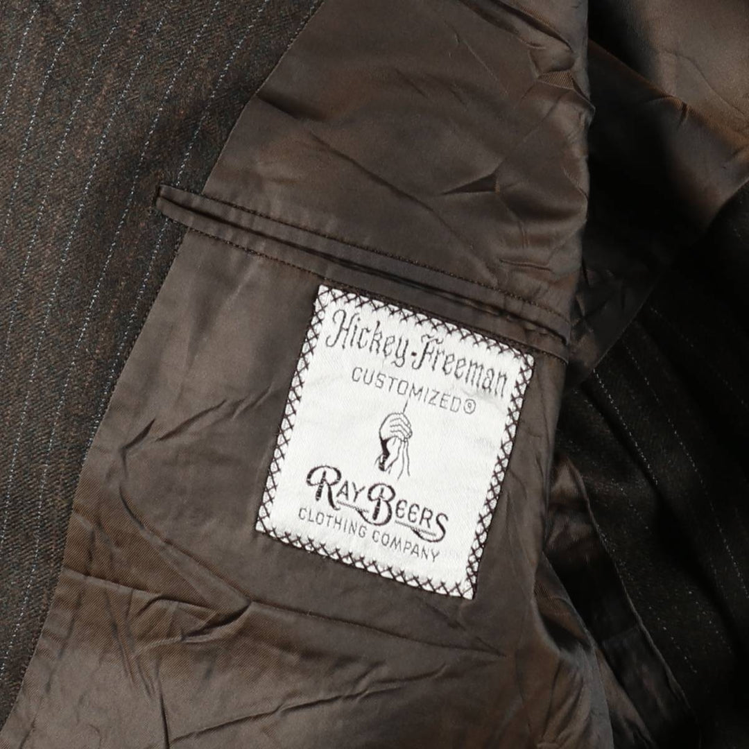 Hickey Freeman Stripe Pattern Wool Tailored Jacket, Men's Size M (Equivalent), Vintage wool brown type Vintage Second Hand