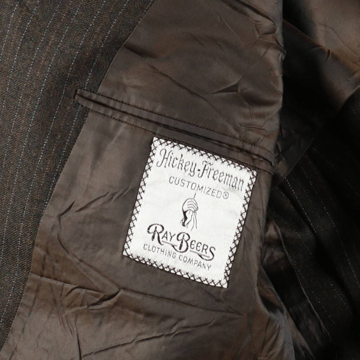 Hickey Freeman Stripe Pattern Wool Tailored Jacket, Men's Size M (Equivalent), Vintage wool brown type Vintage Second Hand
