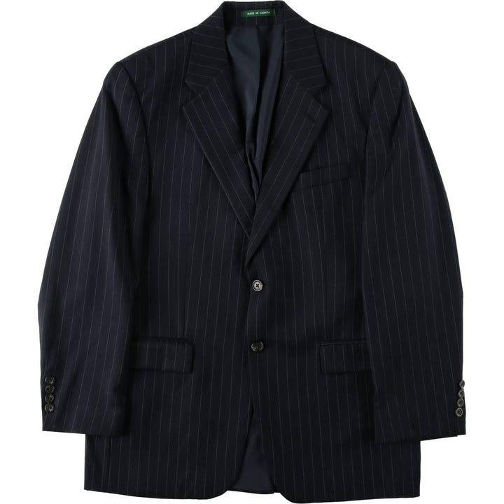 Ralph Lauren Lauren Striped Wool Tailored Jacket, Made in Canada, Men's Size M wool navy blue type Vintage Second Hand