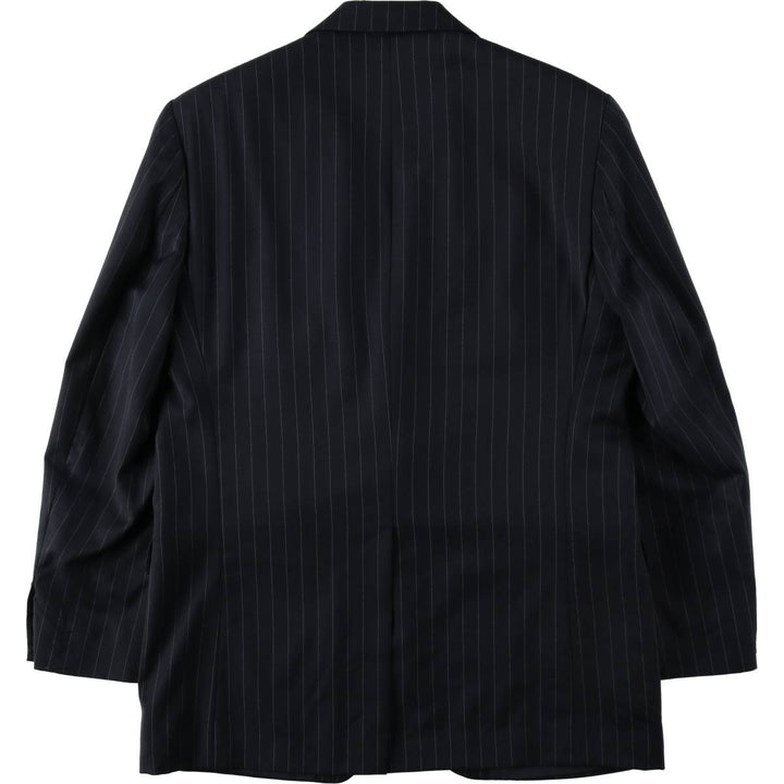 Ralph Lauren Lauren Striped Wool Tailored Jacket, Made in Canada, Men's Size M wool navy blue type Vintage Second Hand