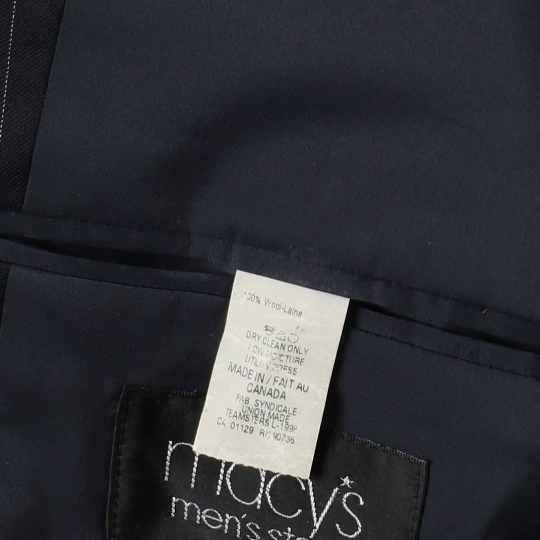 Ralph Lauren Lauren Striped Wool Tailored Jacket, Made in Canada, Men's Size M wool navy blue type Vintage Second Hand