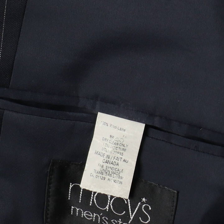 Ralph Lauren Lauren Striped Wool Tailored Jacket, Made in Canada, Men's Size M wool navy blue type Vintage Second Hand