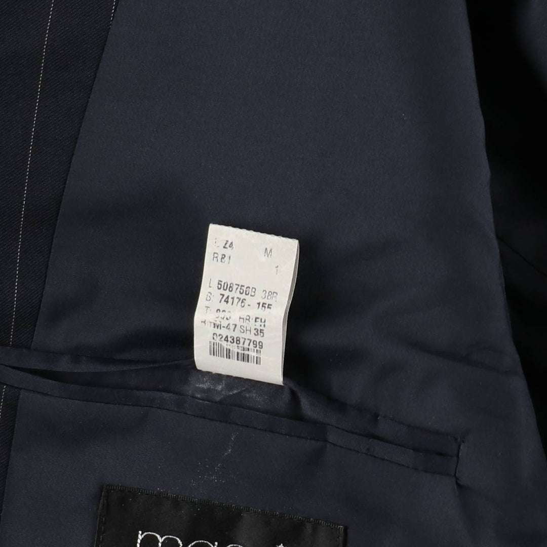 Ralph Lauren Lauren Striped Wool Tailored Jacket, Made in Canada, Men's Size M wool navy blue type Vintage Second Hand