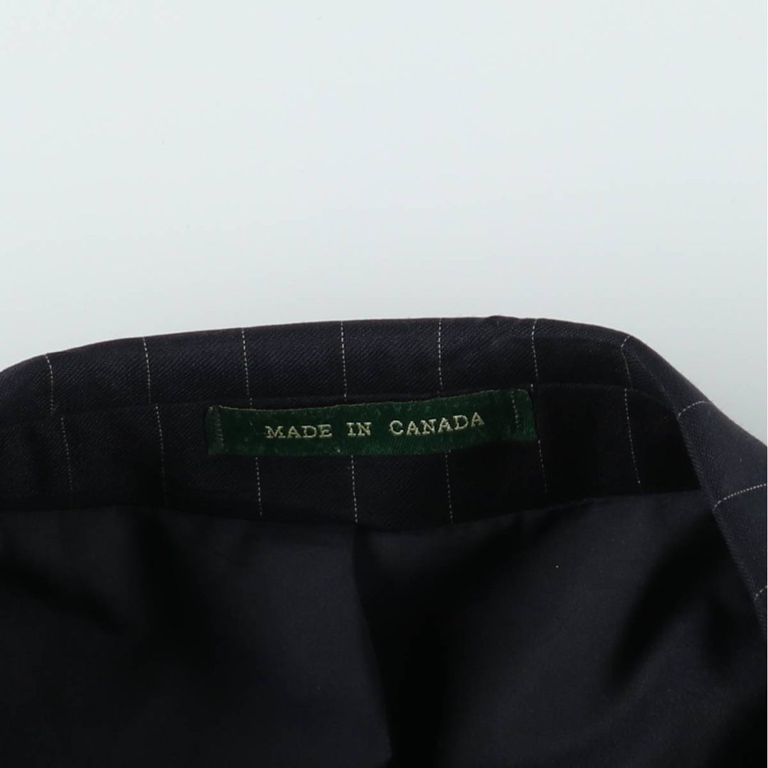 Ralph Lauren Lauren Striped Wool Tailored Jacket, Made in Canada, Men's Size M wool navy blue type Vintage Second Hand