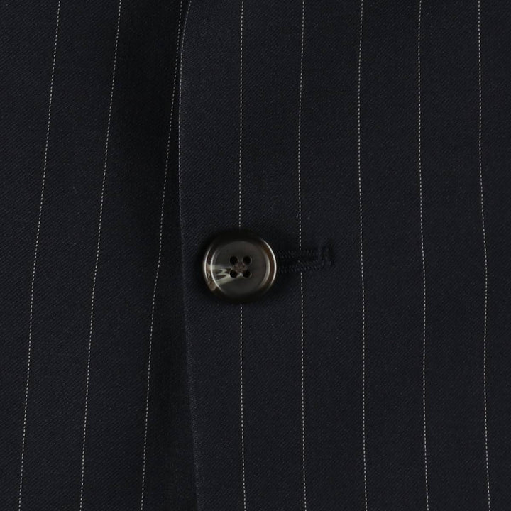 Ralph Lauren Lauren Striped Wool Tailored Jacket, Made in Canada, Men's Size M wool navy blue type Vintage Second Hand