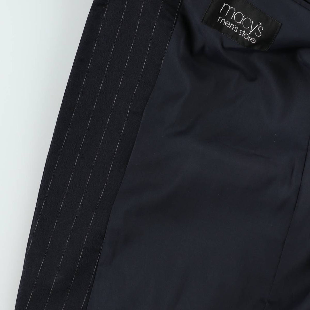 Ralph Lauren Lauren Striped Wool Tailored Jacket, Made in Canada, Men's Size M wool navy blue type Vintage Second Hand