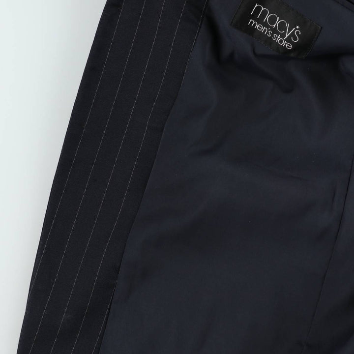 Ralph Lauren Lauren Striped Wool Tailored Jacket, Made in Canada, Men's Size M wool navy blue type Vintage Second Hand
