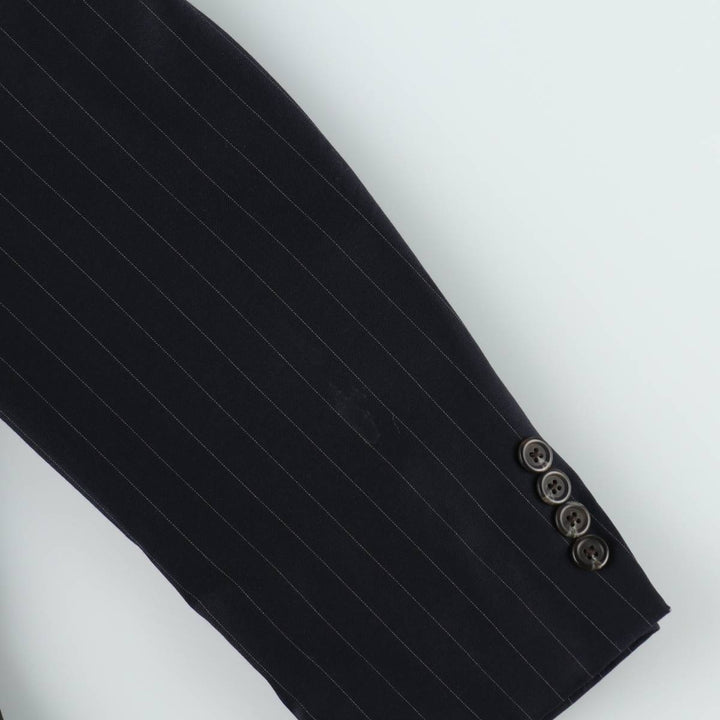 Ralph Lauren Lauren Striped Wool Tailored Jacket, Made in Canada, Men's Size M wool navy blue type Vintage Second Hand
