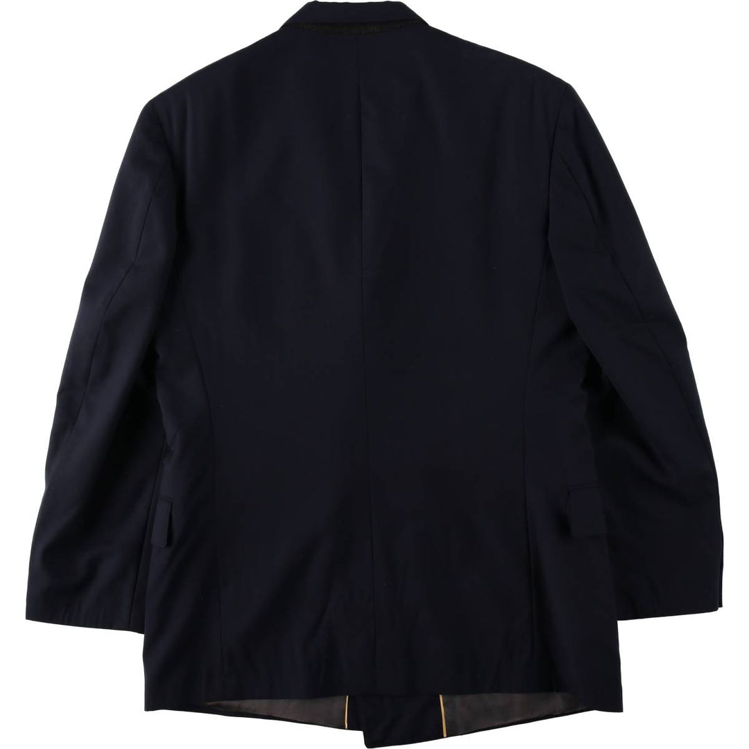 Zachry Peak Lapel Double-Breasted Wool Tailored Jacket, Made in USA, Men's Size L (approx.) wool navy blue type Vintage Second Hand
