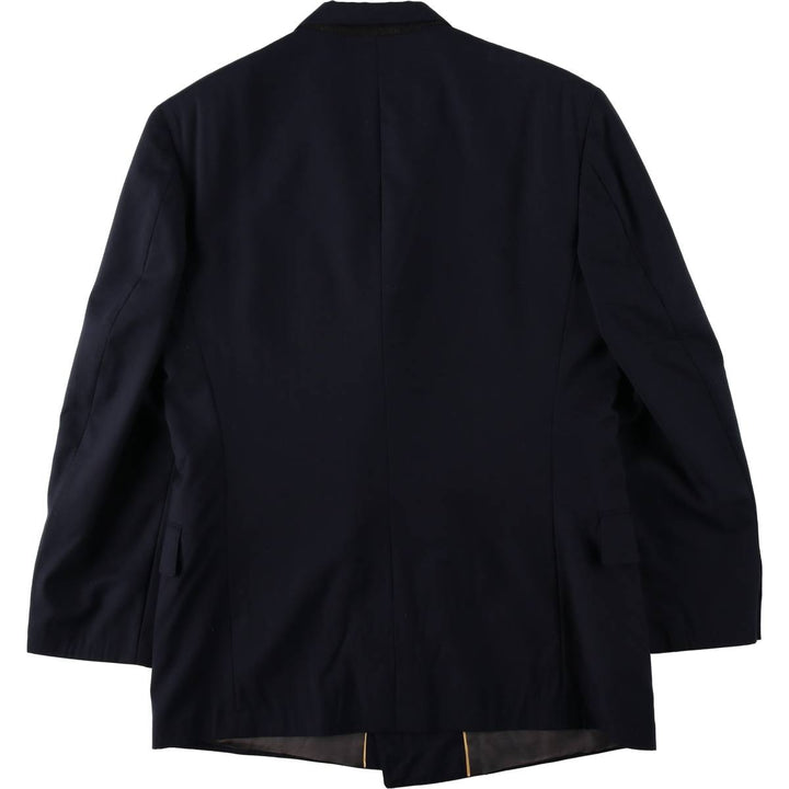 Zachry Peak Lapel Double-Breasted Wool Tailored Jacket, Made in USA, Men's Size L (approx.) wool navy blue type Vintage Second Hand