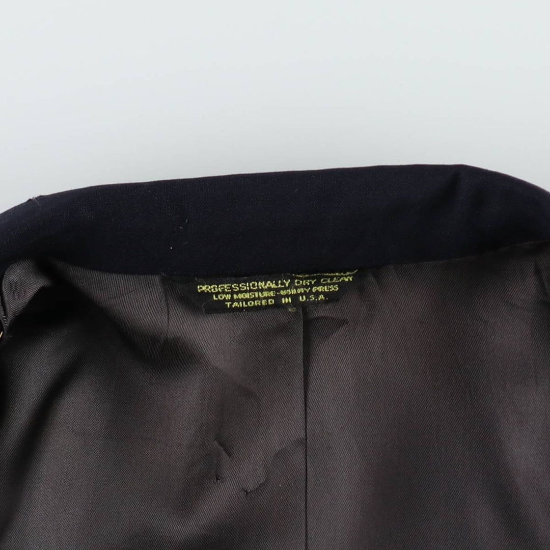 Zachry Peak Lapel Double-Breasted Wool Tailored Jacket, Made in USA, Men's Size L (approx.) wool navy blue type Vintage Second Hand