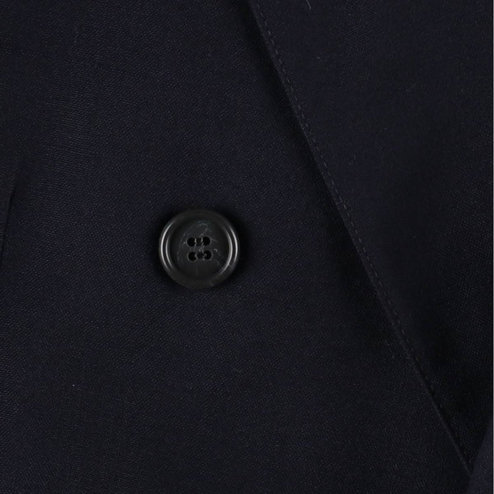 Zachry Peak Lapel Double-Breasted Wool Tailored Jacket, Made in USA, Men's Size L (approx.) wool navy blue type Vintage Second Hand