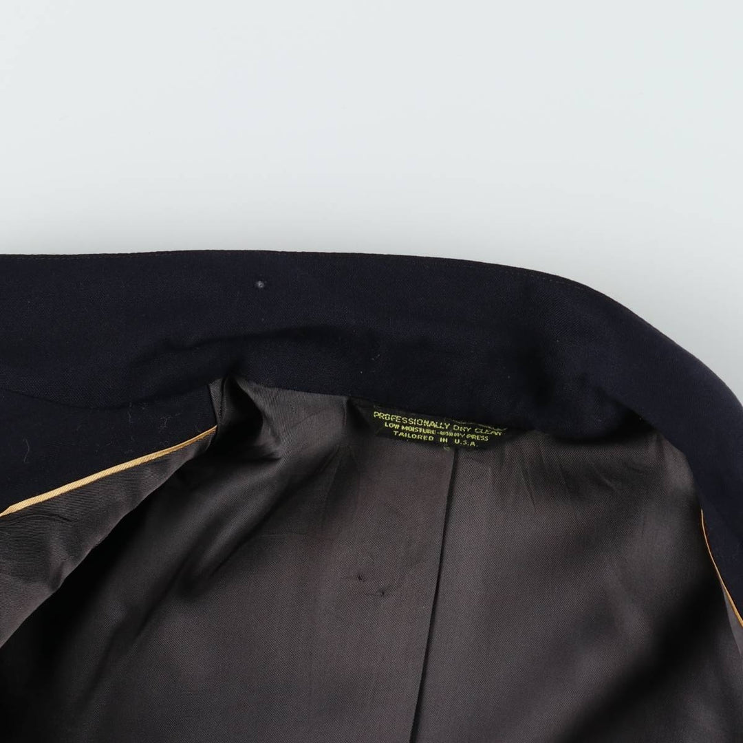Zachry Peak Lapel Double-Breasted Wool Tailored Jacket, Made in USA, Men's Size L (approx.) wool navy blue type Vintage Second Hand