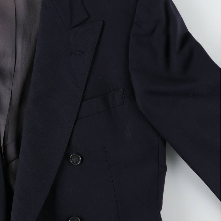 Zachry Peak Lapel Double-Breasted Wool Tailored Jacket, Made in USA, Men's Size L (approx.) wool navy blue type Vintage Second Hand