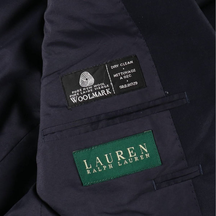 Ralph Lauren LAUREN Navy blazer, tailored jacket, men's size L wool navy blue type Vintage Second Hand
