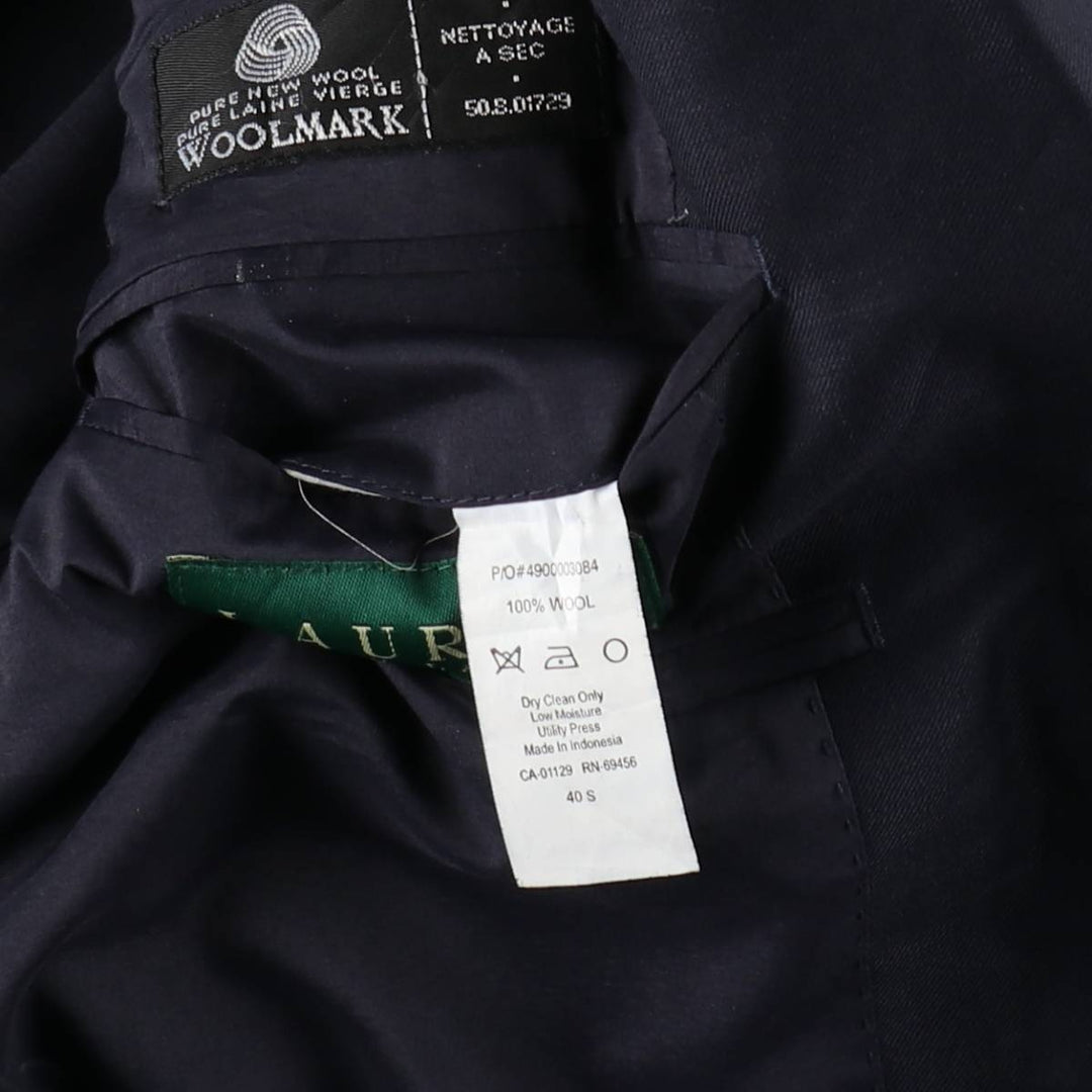 Ralph Lauren LAUREN Navy blazer, tailored jacket, men's size L wool navy blue type Vintage Second Hand