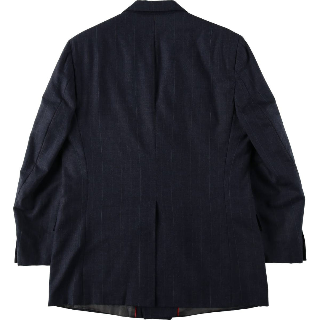 Learbury LIMITED EDITION Clothes Stripe Pattern Peaked Lapel Double-Breasted Wool Tailored Jacket (Men's Size M) wool Charcoal Vintage Second Hand