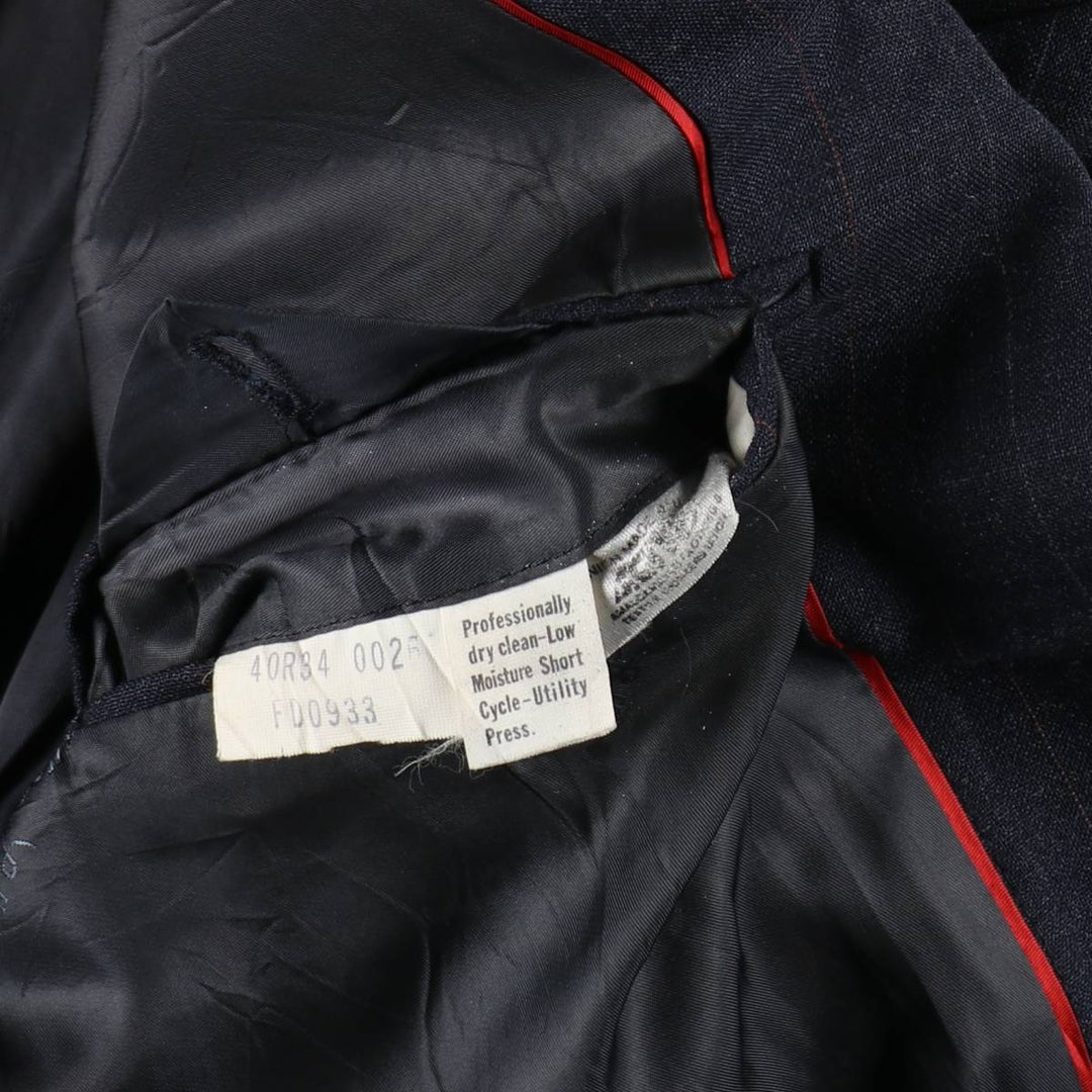 Learbury LIMITED EDITION Clothes Stripe Pattern Peaked Lapel Double-Breasted Wool Tailored Jacket (Men's Size M) wool Charcoal Vintage Second Hand