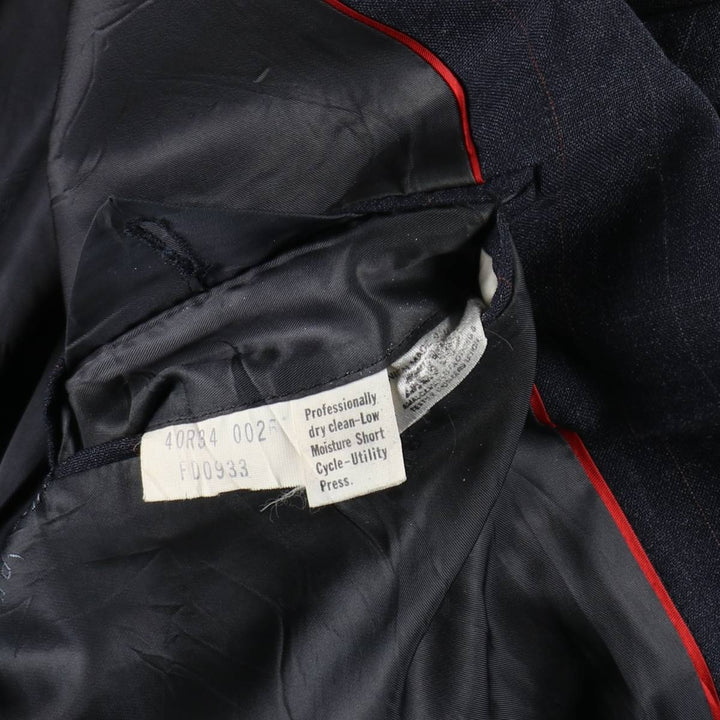 Learbury LIMITED EDITION Clothes Stripe Pattern Peaked Lapel Double-Breasted Wool Tailored Jacket (Men's Size M) wool Charcoal Vintage Second Hand