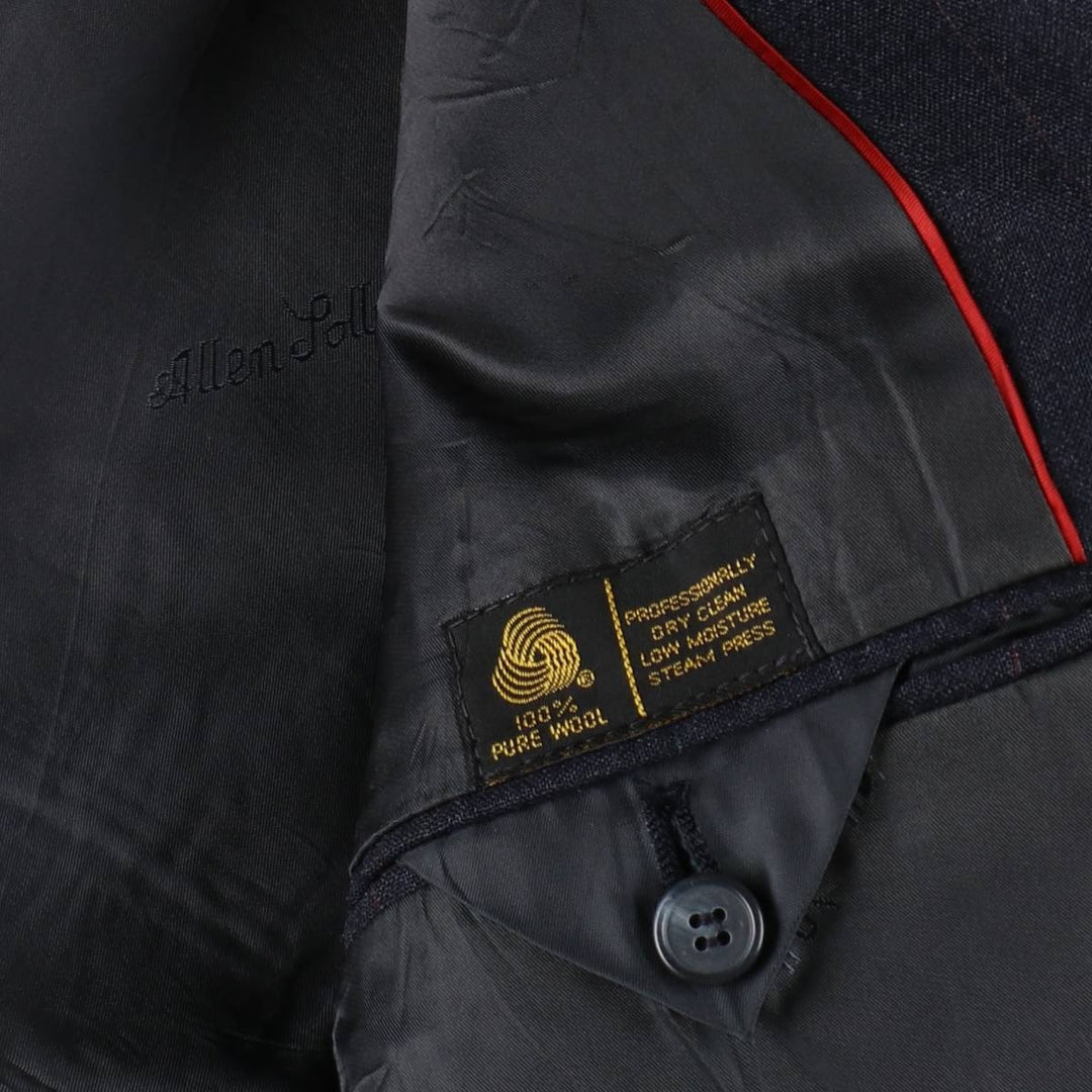 Learbury LIMITED EDITION Clothes Stripe Pattern Peaked Lapel Double-Breasted Wool Tailored Jacket (Men's Size M) wool Charcoal Vintage Second Hand