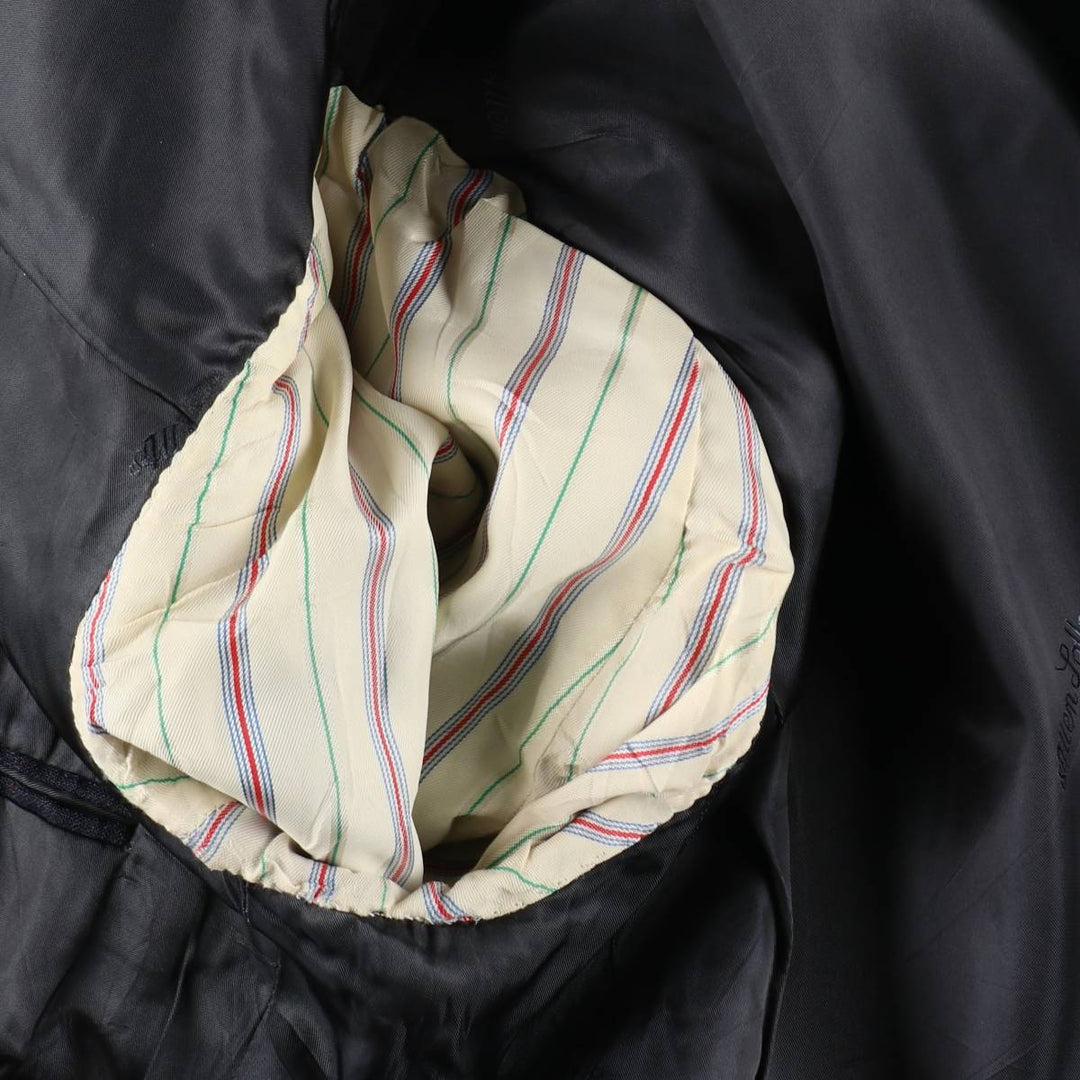 Learbury LIMITED EDITION Clothes Stripe Pattern Peaked Lapel Double-Breasted Wool Tailored Jacket (Men's Size M) wool Charcoal Vintage Second Hand