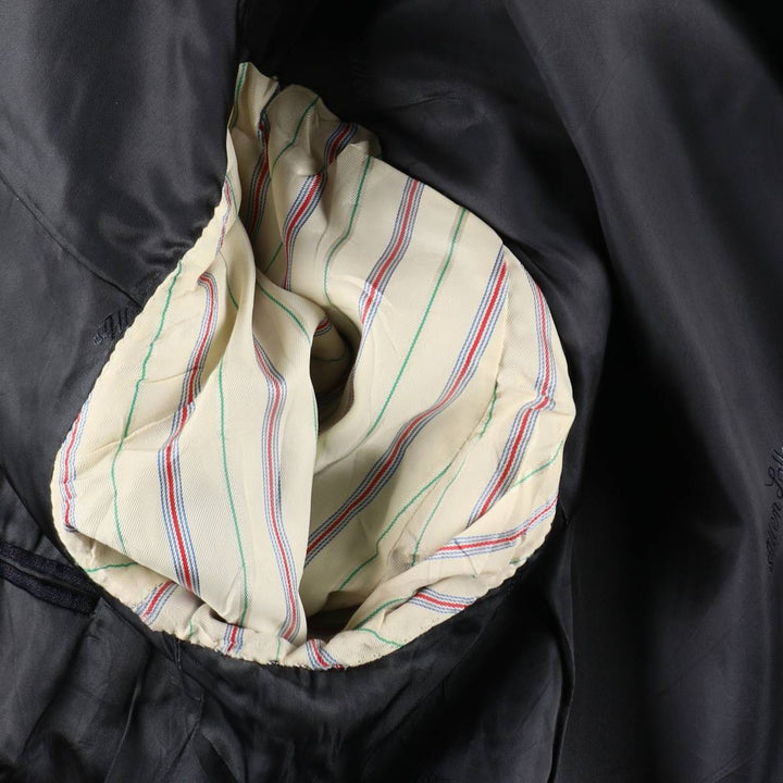 Learbury LIMITED EDITION Clothes Stripe Pattern Peaked Lapel Double-Breasted Wool Tailored Jacket (Men's Size M) wool Charcoal Vintage Second Hand