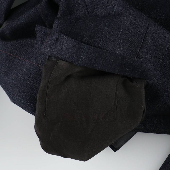 Learbury LIMITED EDITION Clothes Stripe Pattern Peaked Lapel Double-Breasted Wool Tailored Jacket (Men's Size M) wool Charcoal Vintage Second Hand