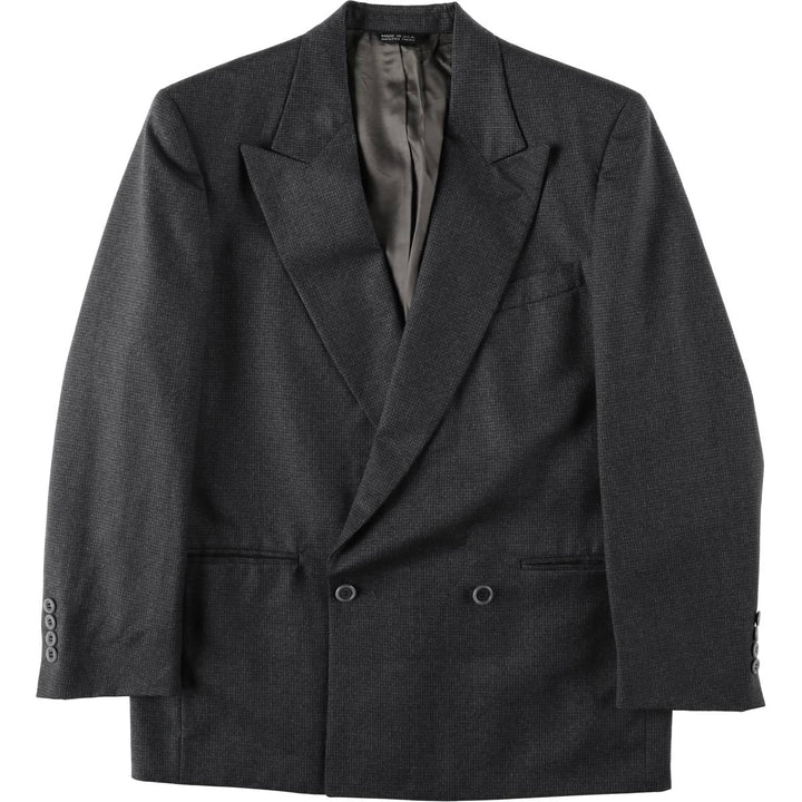 PORTFOLIO PERRY Double-breasted Peaked Lapel Wool Tailored Jacket, Made in USA, Men's Size M (approx.) wool gray type Vintage Second Hand