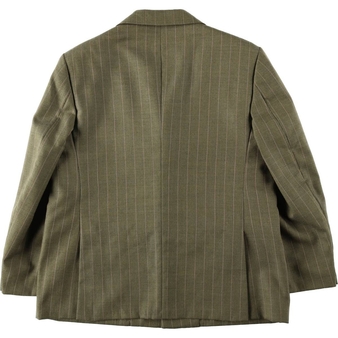 1970'S English & Scotch Woollen Stripe Pattern Peaked Lapel Blazer Tailored Jacket, Men's Size M (approx.), Vintage unclear Khaki type Vintage Second Hand