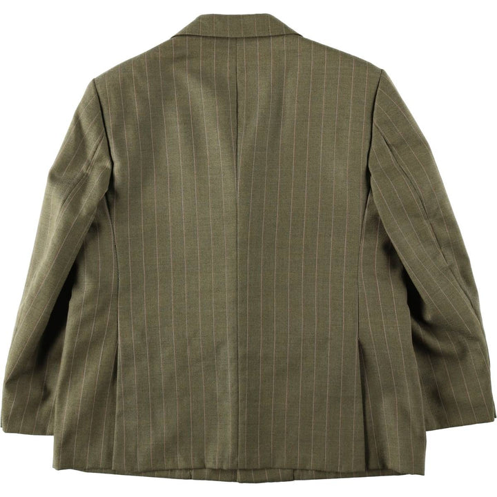 1970'S English & Scotch Woollen Stripe Pattern Peaked Lapel Blazer Tailored Jacket, Men's Size M (approx.), Vintage unclear Khaki type Vintage Second Hand