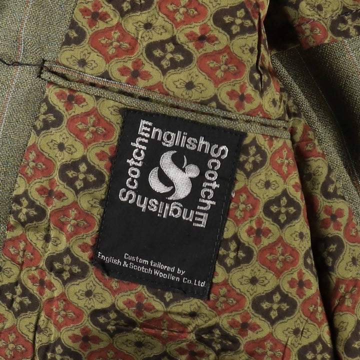 1970'S English & Scotch Woollen Stripe Pattern Peaked Lapel Blazer Tailored Jacket, Men's Size M (approx.), Vintage unclear Khaki type Vintage Second Hand
