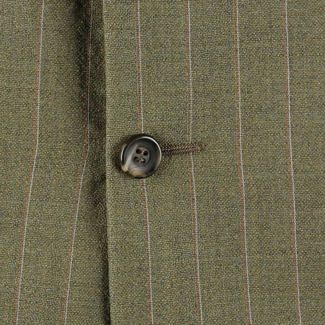 1970'S English & Scotch Woollen Stripe Pattern Peaked Lapel Blazer Tailored Jacket, Men's Size M (approx.), Vintage unclear Khaki type Vintage Second Hand