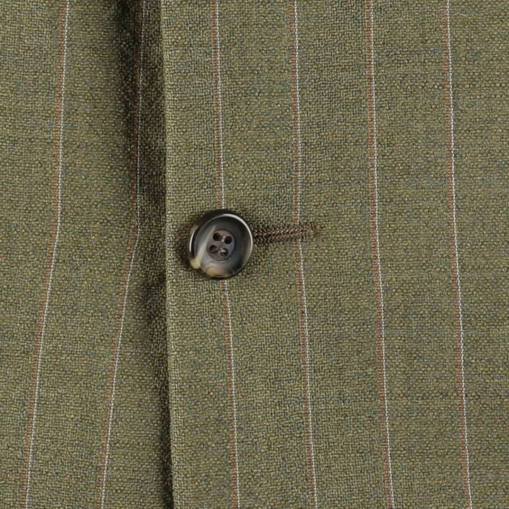 1970'S English & Scotch Woollen Stripe Pattern Peaked Lapel Blazer Tailored Jacket, Men's Size M (approx.), Vintage unclear Khaki type Vintage Second Hand