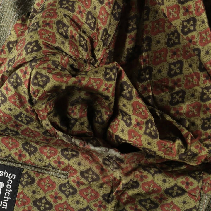 1970'S English & Scotch Woollen Stripe Pattern Peaked Lapel Blazer Tailored Jacket, Men's Size M (approx.), Vintage unclear Khaki type Vintage Second Hand