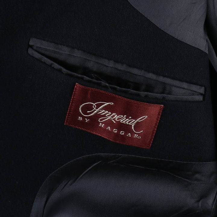 HAGGAR IMPERIAL Wool Tailored Jacket, Men's Size L (approx.) wool navy blue type Vintage Second Hand