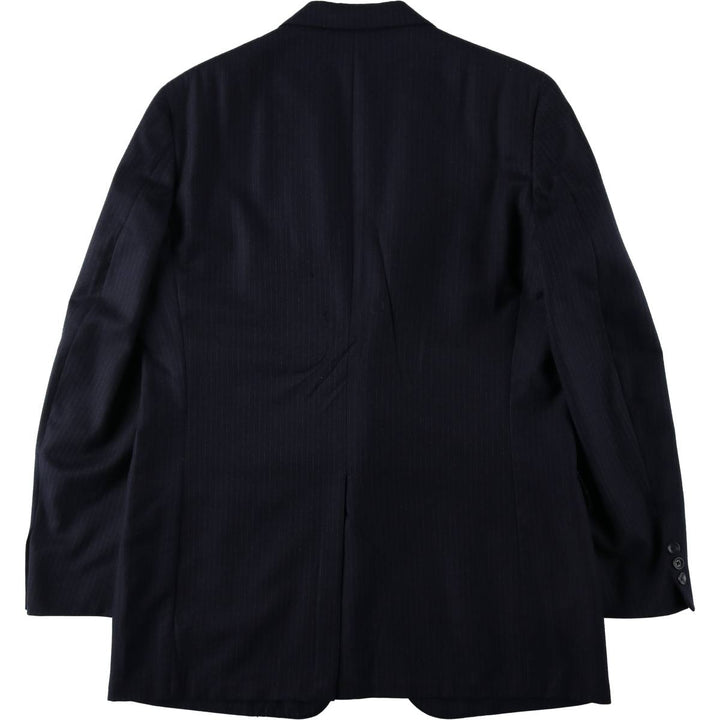 TOWN SQUIRE Stripe Pattern Wool Tailored Jacket (Men's Size M) wool navy blue type Vintage Second Hand